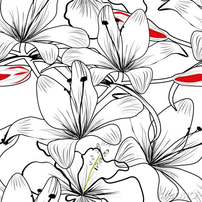 Papier peint  seamless, avec des fleurs de lys blancs