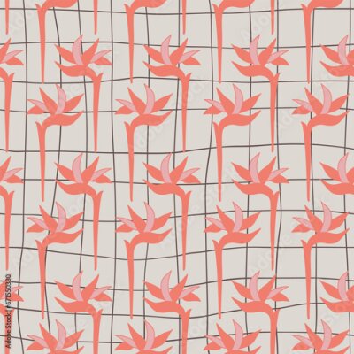 Papier peint  Seamless decorative elegant pattern with cute strelitzia. Print for textile, wallpaper, covers, surface. For fashion fabric. Retro stylization.
