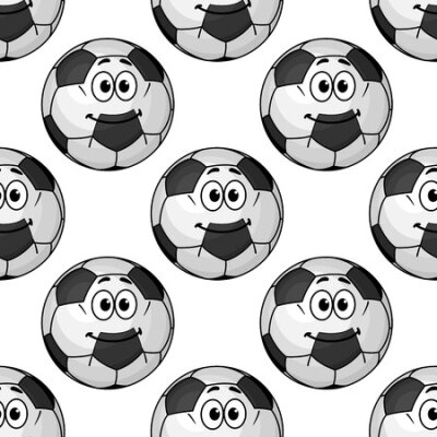 Papier peint  Seamless des ballons de football de bande dessinée ou les ballons avec de petits visages souriants mignon au format carré pour le papier peint et les sports de conception