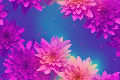 Papier peint  Seamless flowers pattern painting with trendy colors. Print Design, generative ai, perfect for interior, furniture and fashion.