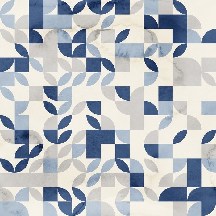 Papier peint  Seamless mid century retro watercolor geometric surface pattern design for print. High quality illustration. Aesthetic watercolor paint contemporary pastel collage composition. Subtle elegant design.