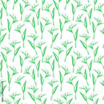 Papier peint  Seamless mint color strelitzia flower pattern. Vector strelitzia pattern isolated on white background. Design for textile, wallpapers, greeting cards, home decoration, invitation cards.