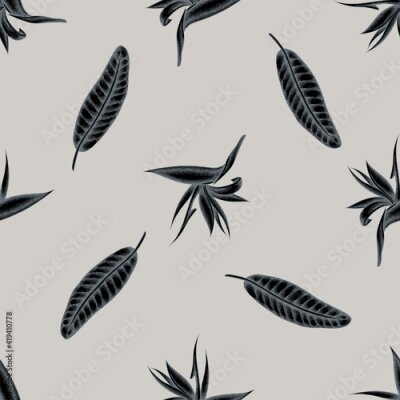 Papier peint  Seamless pattern with hand drawn stylized strelitzia