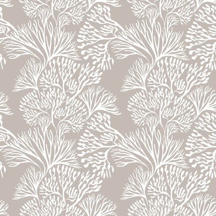 Papier peint  Seamless pattern with marine plants. Corals and algae. Watercolor pattern. Suitable for textile design, paper, wedding decor.