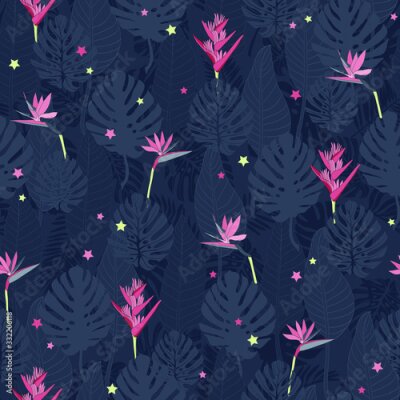 Papier peint  seamless pattern with strelitzia flowers