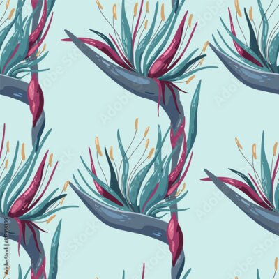 Papier peint  Seamless pattern with Strelitzia reginae flower