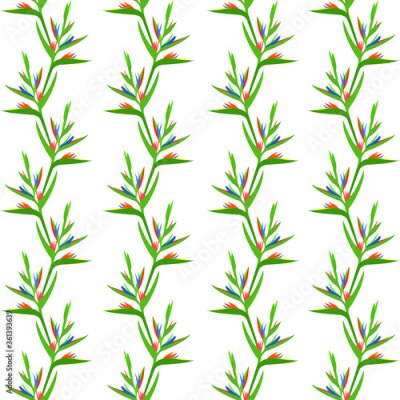 Papier peint  Seamless pattern with tropical flower Strelitzia. Summer pattern for textile, packaging, backgrounds, embossing. 