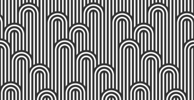 Papier peint  Seamless pattern with twisted lines, vector linear tiling background, stripy weaving, optical maze, twisted stripes. Black and white design.