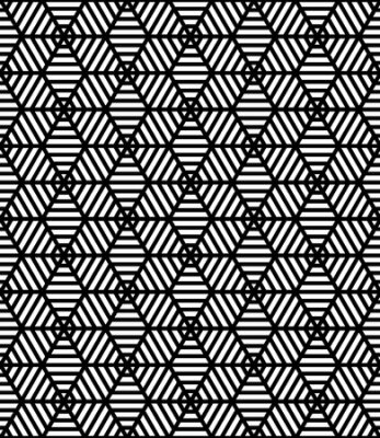 Papier peint  Seamless sacrés étoiles de motif géométrique noir et blanc, moderne impression textile avec l'illusion, texture abstraite, arrière-plan symétrique répété