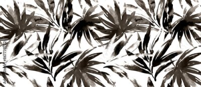 Papier peint  Seamless tropical pattern with strelitzia. Textile print pattern. Exotic leaves pattern