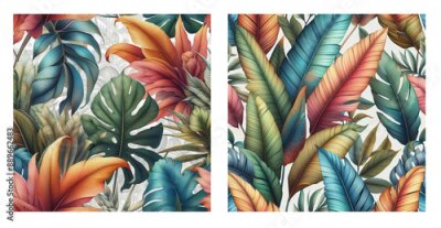 Papier peint  Seamless wallpaper of tropical colored leaves.