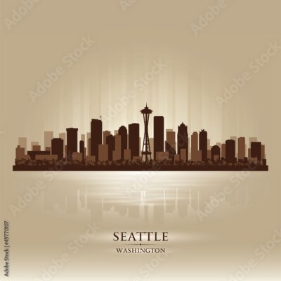 Papier peint  Seattle Washington horizon silhouette ville