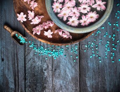 Papier peint  Sel de mer, fleurs et eau