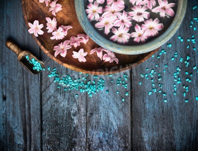 Papier peint  Set de sel spa à domicile