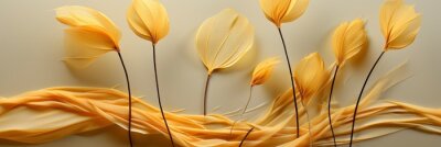 Papier peint  Set Golden Palm Leaves Strelitzia Flower , Banner Image For Website, Background, Desktop Wallpaper