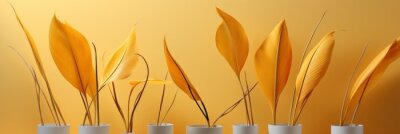 Papier peint  Set Golden Palm Leaves Strelitzia Flower , Banner Image For Website, Background, Desktop Wallpaper