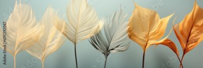 Papier peint  Set Golden Palm Leaves Strelitzia Flower , Banner Image For Website, Background, Desktop Wallpaper