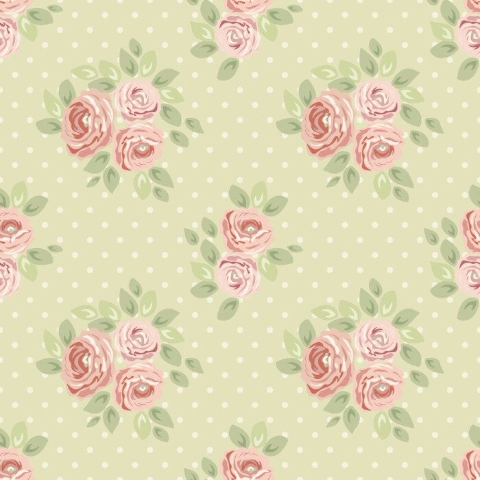 Papier peint  Shabby chic roses claires style
