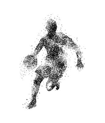Papier peint  Silhouette d'un basketteur à pois noirs