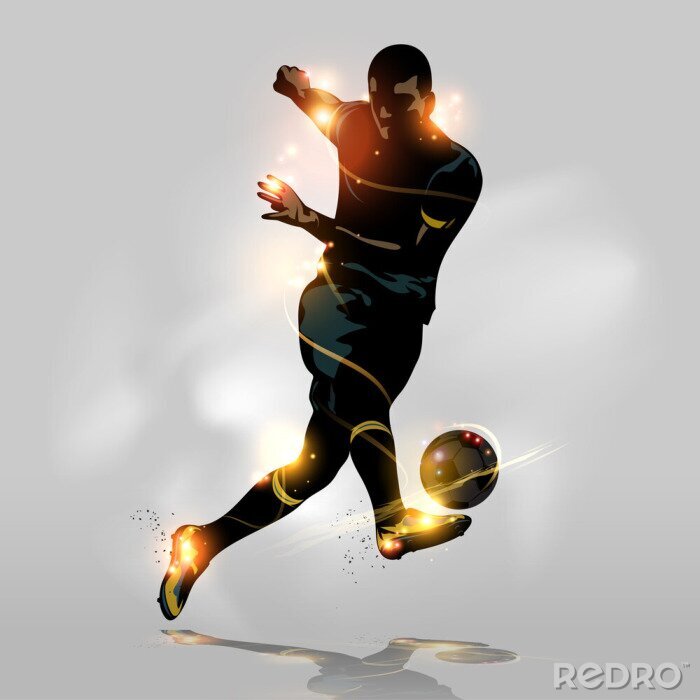 Papier peint  Silhouette d'un joueur de football avec effet lumineux