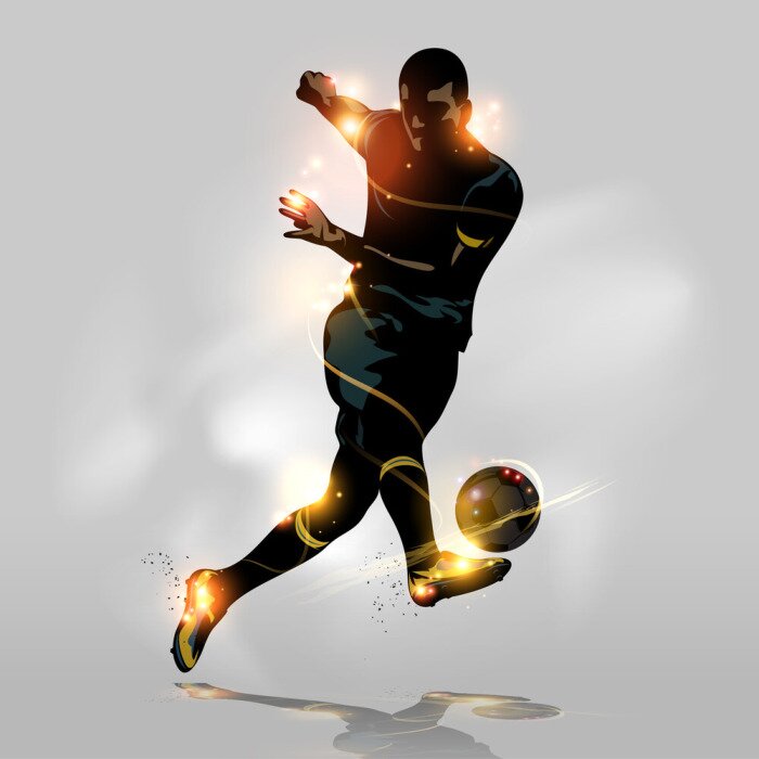 Papier peint  Silhouette d'un joueur de football avec effet lumineux