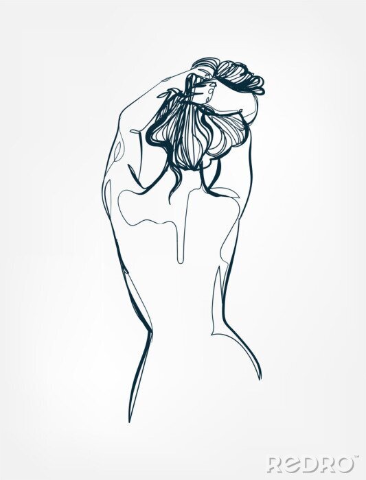 Papier peint  Silhouette de femme et style line art