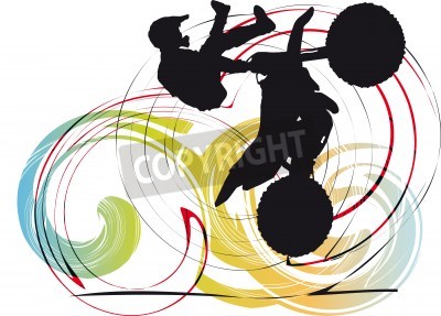 Papier peint  Silhouette de motard sur fond abstrait illustration