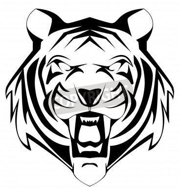 Papier peint  Silhouette de tigre noir et blanc