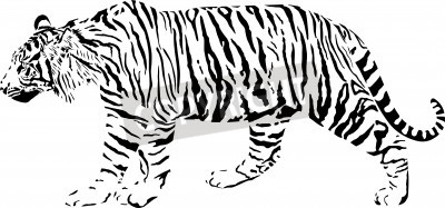 Papier peint  Silhouette de tigre style graphique