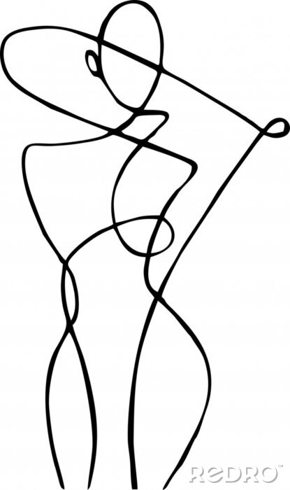 Papier peint  Silhouette féminine artistique au trait