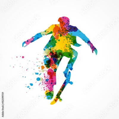 Papier peint  Silhouette homme, skateur