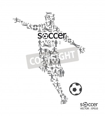 Papier peint  Silhouette joueur de foot et symboles