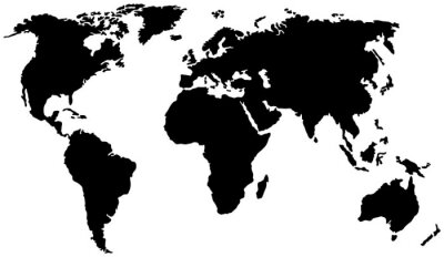 Papier peint  Silhouette noire d'Carte du monde