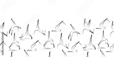 Papier peint  Silhouettes minimalistes de pratiquants de yoga