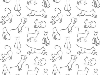 Papier peint  Silhouettes monochromes de chats