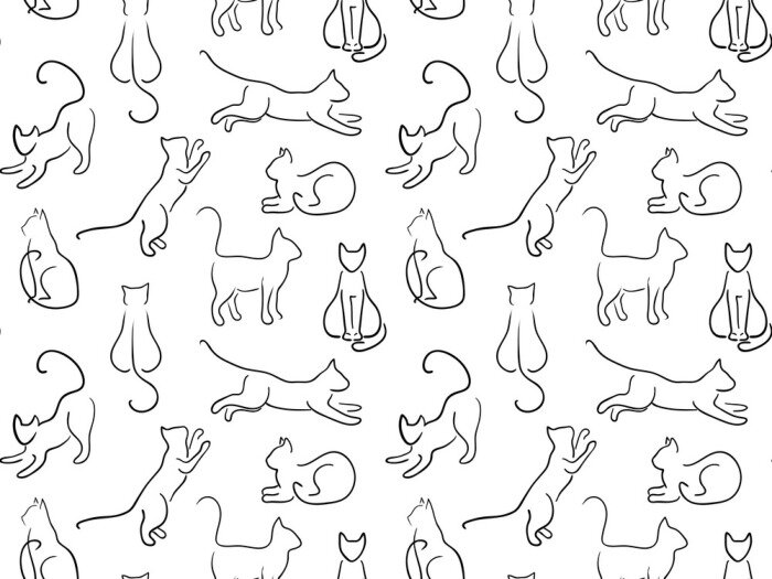 Papier peint  Silhouettes monochromes de chats