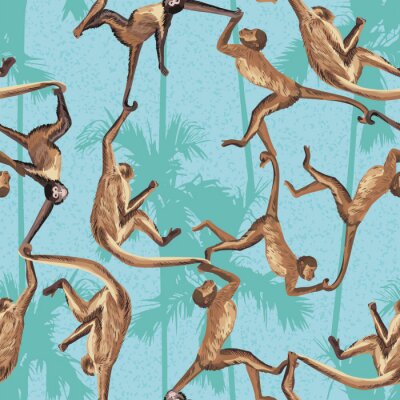 Singes sur fond tropical