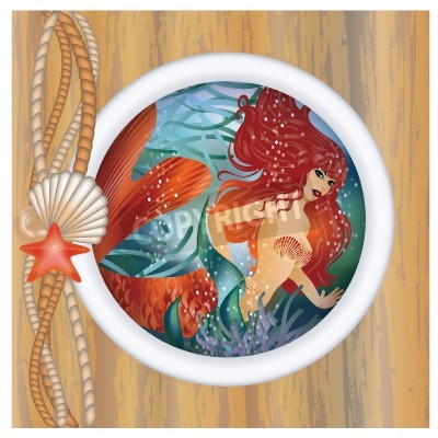 Papier peint  Sirène et coquillages