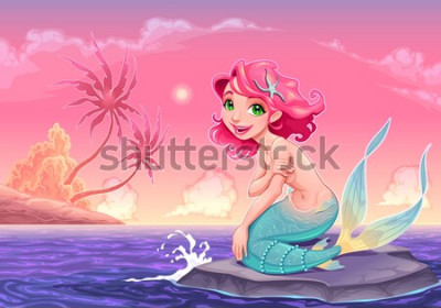 Papier peint  Sirène sur la mer