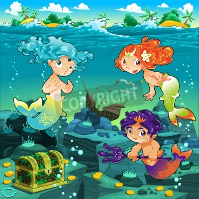 Papier peint  Sirènes et trésor