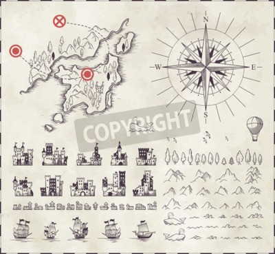 Papier peint  Situé dans la cartographie médiévale