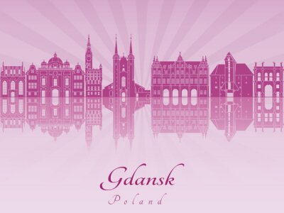 Skyline Gdansk en violet orchidée rayonnante