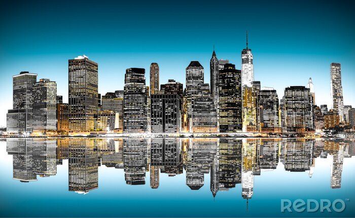 Papier peint  Skyline New York reflet dans l'eau