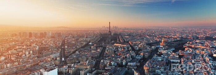 Papier peint  Skyline Paris au coucher du soleil