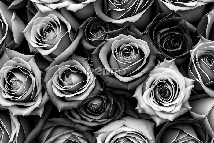 Papier peint  small red black pink blue and white roses full frame background also used in decoration and cards 