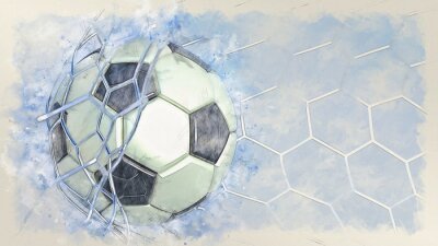 Papier peint  Soccer ball illustration combined pencil sketch and watercolor sketch. 3D illustration. 3D CG. High resolution.