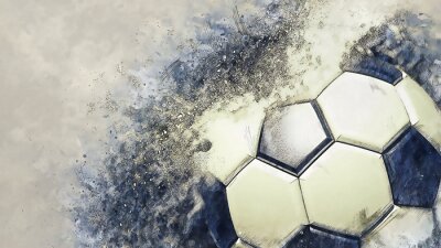 Papier peint  Soccer ball with particles illustration combined pencil sketch and watercolor sketch. 3D illustration. 3D CG. High resolution.