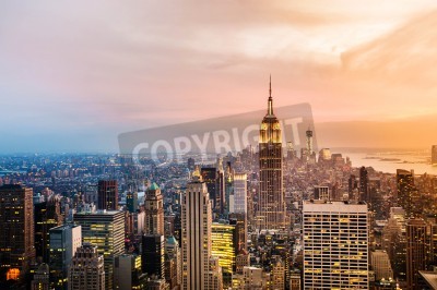 Papier peint  Soleil couchant panorama de New York