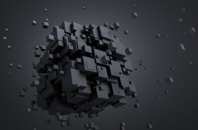 solide 3d fait de cubes gris