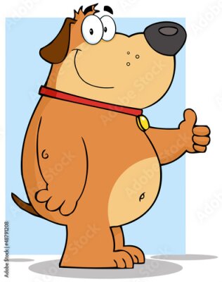 Papier peint  Sourire Fat personnage de dessin animé de chien montrant thumbs up